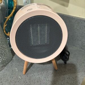 (1) Pink Portable Heater with Wooden Legs